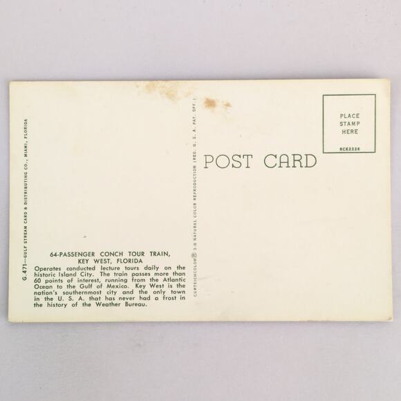 Key West Conch Tour Train 1960s Postcard Florida Tourists FL PC Photo Ad - Picture 2 of 2